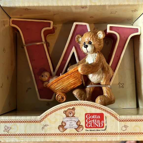Gotta getta Gund- thinking of you ‘W’ with bear decoration- vintage - Picture 3 of 3